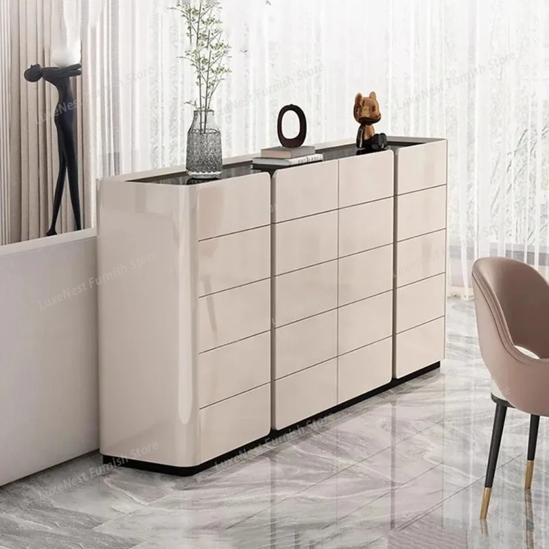 Interior Design White And Wood - رف أحذية داخلي فاخر بتصميم عصري