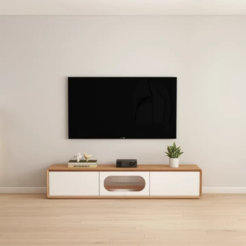 مصمم الملحقات خزانة التلفزيون  - مراجعة Interior Design White And Wood وسعره