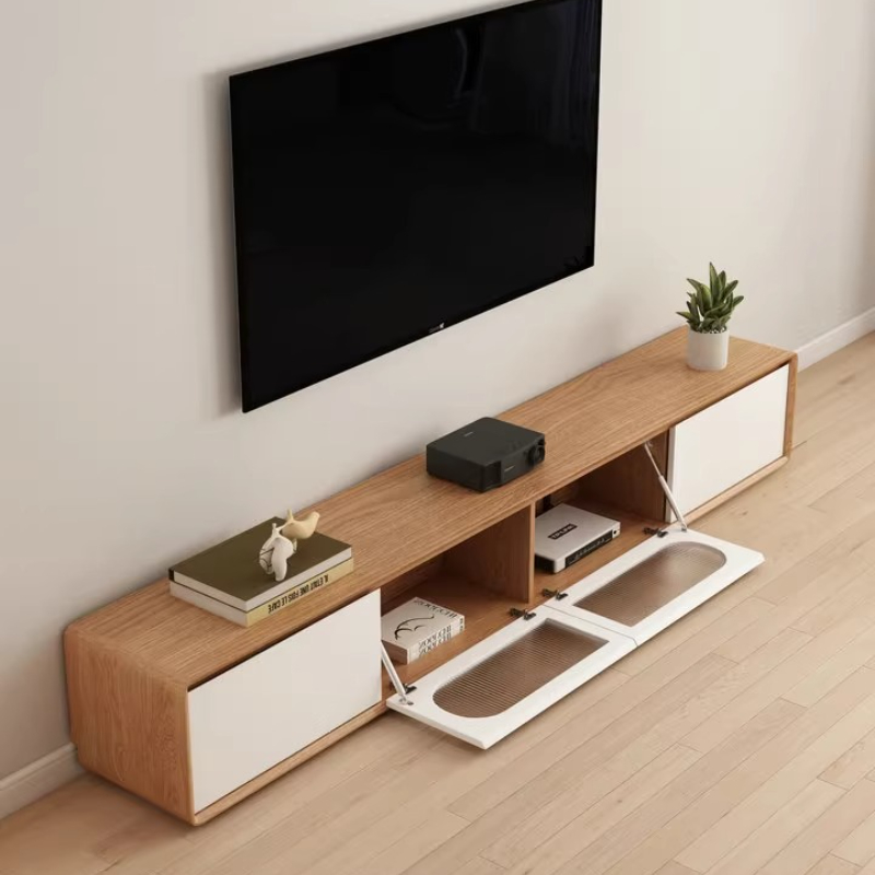 مصمم الملحقات خزانة التلفزيون  - مراجعة Interior Design White And Wood وسعره