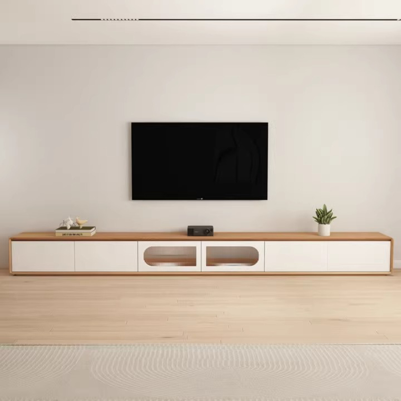 مصمم الملحقات خزانة التلفزيون  - مراجعة Interior Design White And Wood وسعره
