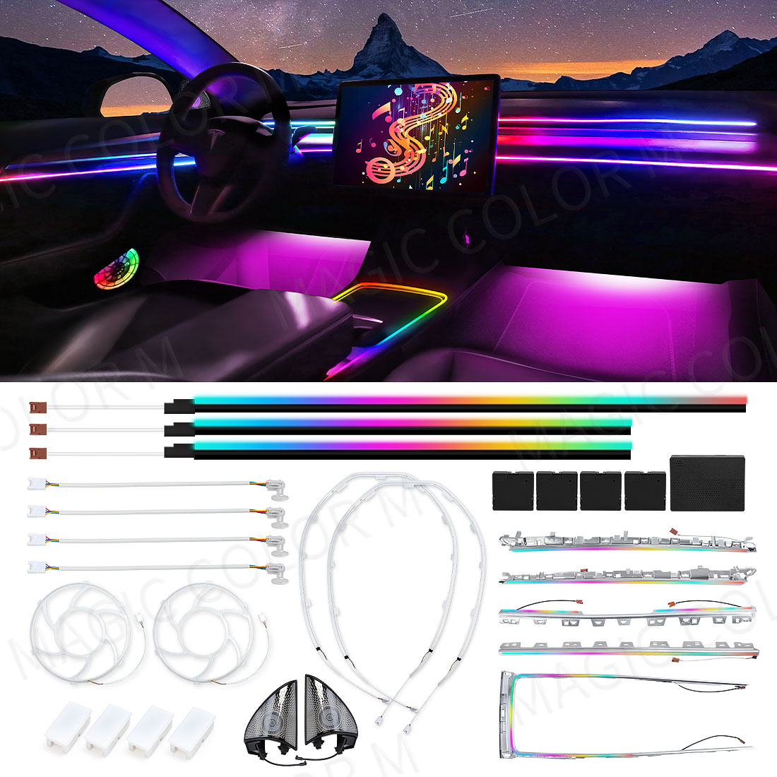 إضاءة محيطية LED لسيارات تسلا  - مراجعة Interior Design Tech وسعره